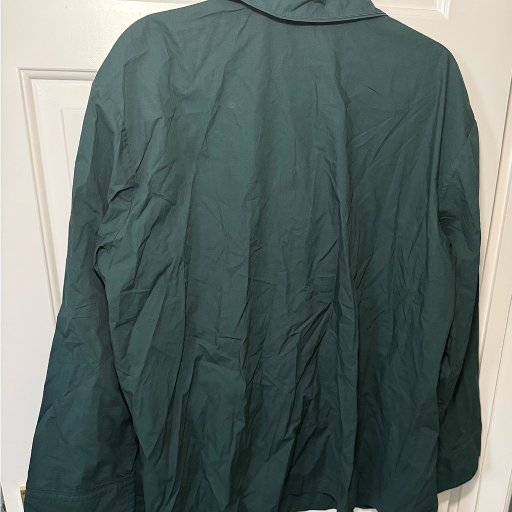 Skims Sleep Dark Green Cotton Long Sleeve Button-Up Shirt 2x - Picture 2 of 4